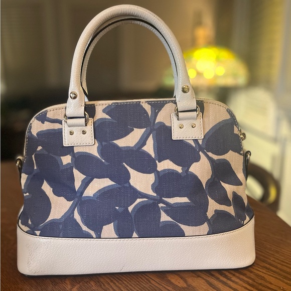 Kate Spade Blue/White Canvas & Leather Floral Hand Bag - Picture 4 of 11